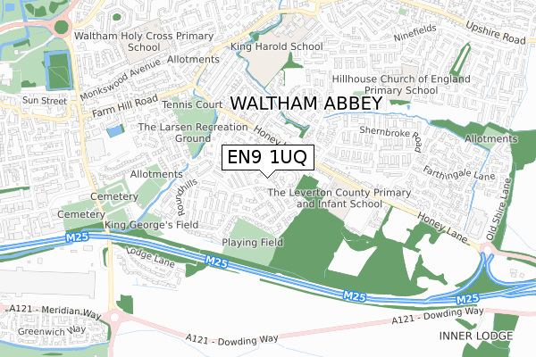 EN9 1UQ map - small scale - OS Open Zoomstack (Ordnance Survey)