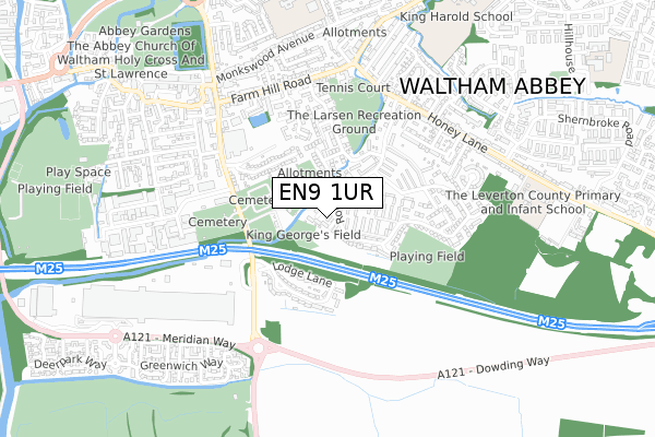 EN9 1UR map - small scale - OS Open Zoomstack (Ordnance Survey)