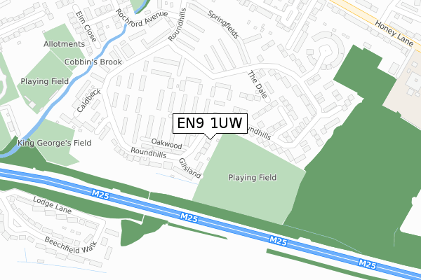 EN9 1UW map - large scale - OS Open Zoomstack (Ordnance Survey)