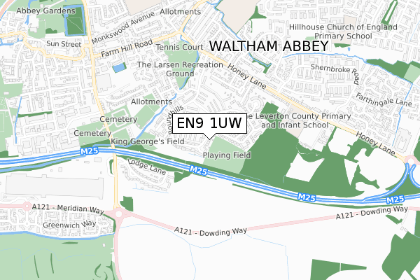 EN9 1UW map - small scale - OS Open Zoomstack (Ordnance Survey)