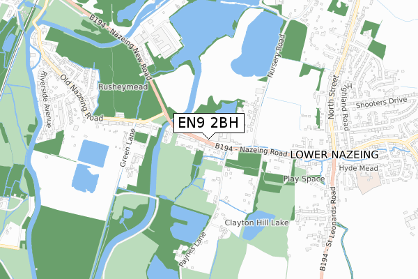 EN9 2BH map - small scale - OS Open Zoomstack (Ordnance Survey)