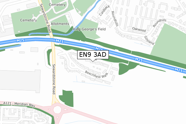 EN9 3AD map - large scale - OS Open Zoomstack (Ordnance Survey)