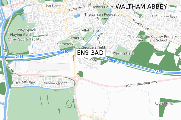 EN9 3AD map - small scale - OS Open Zoomstack (Ordnance Survey)