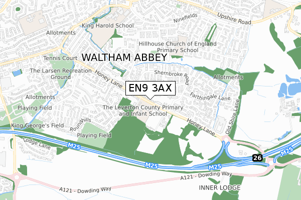 EN9 3AX map - small scale - OS Open Zoomstack (Ordnance Survey)