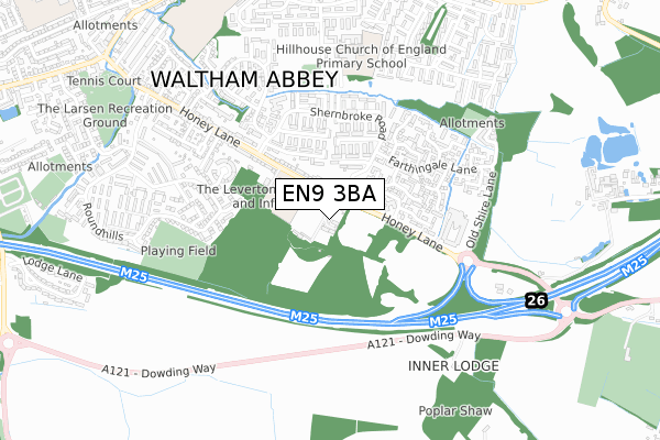 EN9 3BA map - small scale - OS Open Zoomstack (Ordnance Survey)