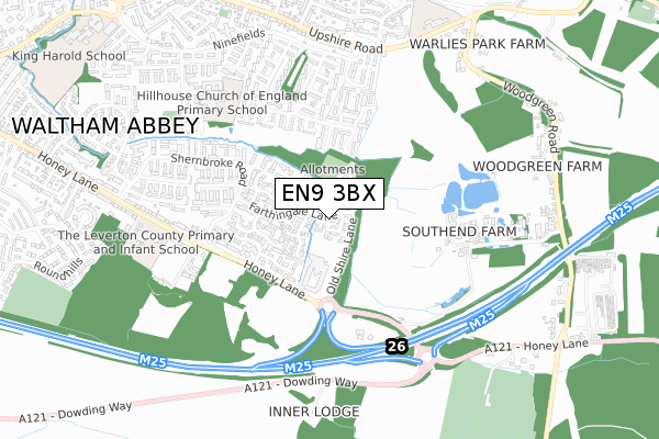 EN9 3BX map - small scale - OS Open Zoomstack (Ordnance Survey)