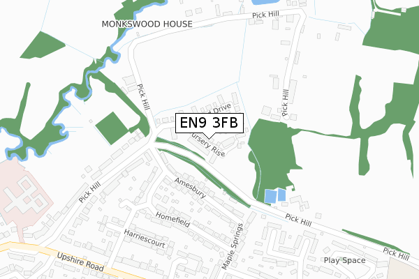 EN9 3FB map - large scale - OS Open Zoomstack (Ordnance Survey)