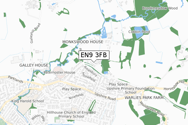 EN9 3FB map - small scale - OS Open Zoomstack (Ordnance Survey)