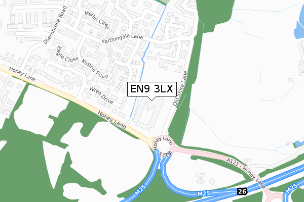 EN9 3LX map - large scale - OS Open Zoomstack (Ordnance Survey)