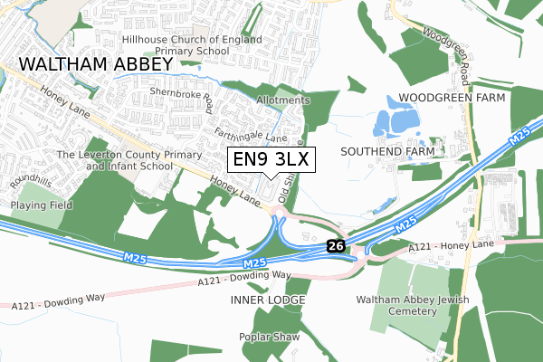 EN9 3LX map - small scale - OS Open Zoomstack (Ordnance Survey)