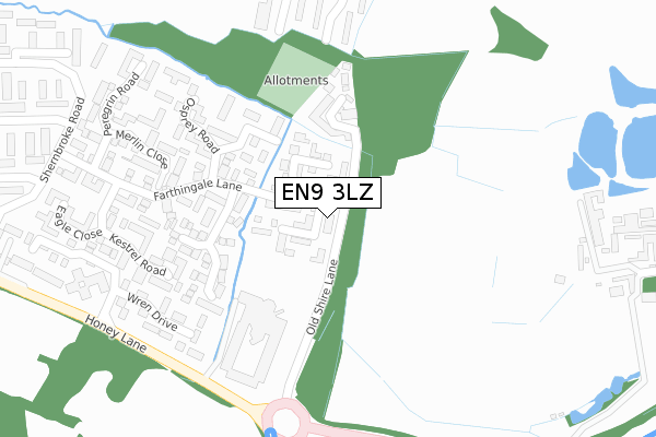EN9 3LZ map - large scale - OS Open Zoomstack (Ordnance Survey)
