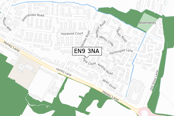 EN9 3NA map - large scale - OS Open Zoomstack (Ordnance Survey)
