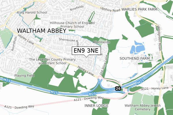 EN9 3NE map - small scale - OS Open Zoomstack (Ordnance Survey)