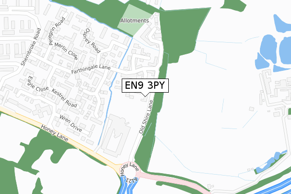 EN9 3PY map - large scale - OS Open Zoomstack (Ordnance Survey)
