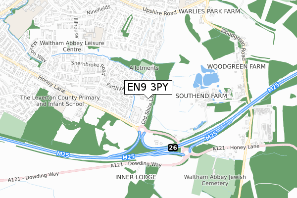 EN9 3PY map - small scale - OS Open Zoomstack (Ordnance Survey)