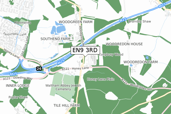 EN9 3RD map - small scale - OS Open Zoomstack (Ordnance Survey)