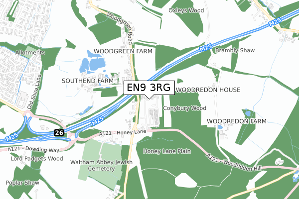 EN9 3RG map - small scale - OS Open Zoomstack (Ordnance Survey)