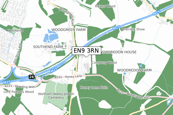 EN9 3RN map - small scale - OS Open Zoomstack (Ordnance Survey)