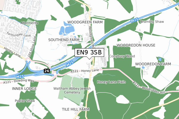 EN9 3SB map - small scale - OS Open Zoomstack (Ordnance Survey)