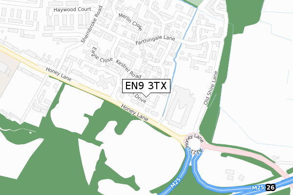 EN9 3TX map - large scale - OS Open Zoomstack (Ordnance Survey)