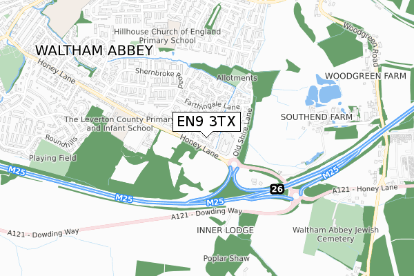 EN9 3TX map - small scale - OS Open Zoomstack (Ordnance Survey)