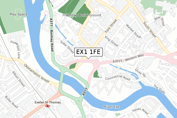 EX1 1FE map - large scale - OS Open Zoomstack (Ordnance Survey)