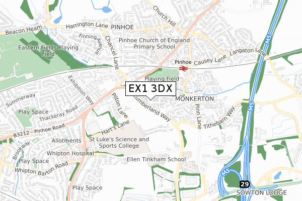 EX1 3DX map - small scale - OS Open Zoomstack (Ordnance Survey)