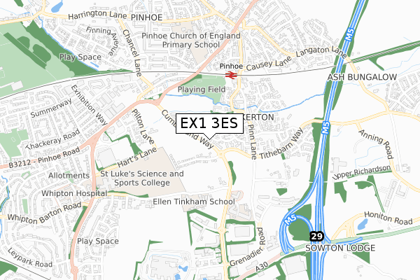 EX1 3ES map - small scale - OS Open Zoomstack (Ordnance Survey)