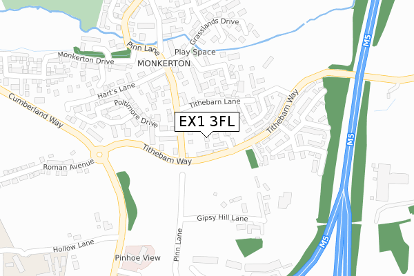 EX1 3FL map - large scale - OS Open Zoomstack (Ordnance Survey)