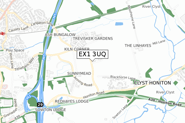 EX1 3UQ map - small scale - OS Open Zoomstack (Ordnance Survey)