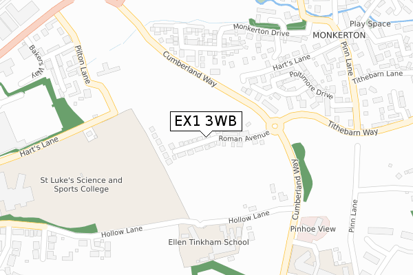 EX1 3WB map - large scale - OS Open Zoomstack (Ordnance Survey)
