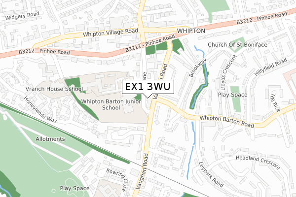 EX1 3WU map - large scale - OS Open Zoomstack (Ordnance Survey)