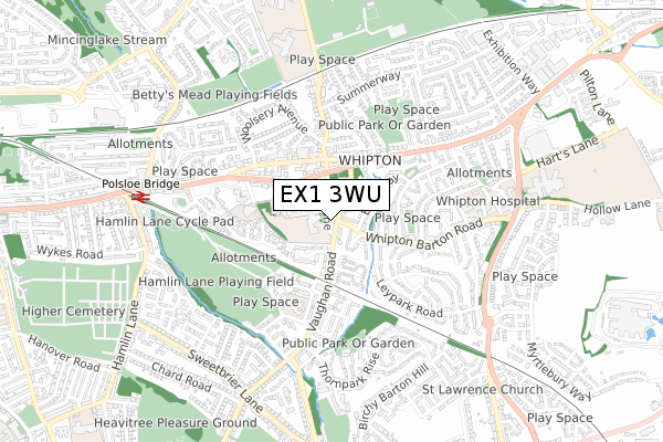 EX1 3WU map - small scale - OS Open Zoomstack (Ordnance Survey)