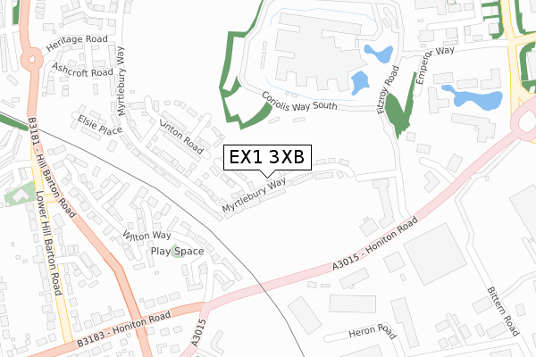 EX1 3XB map - large scale - OS Open Zoomstack (Ordnance Survey)