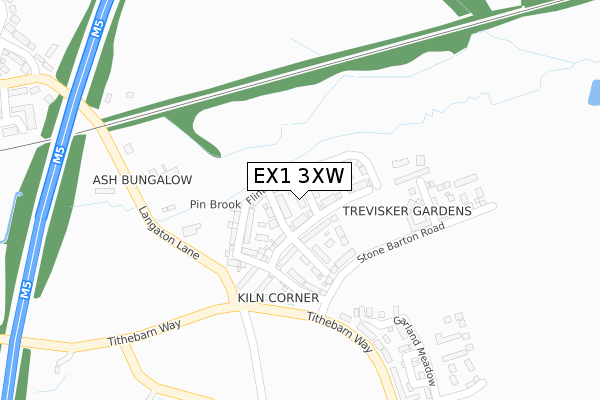 EX1 3XW map - large scale - OS Open Zoomstack (Ordnance Survey)