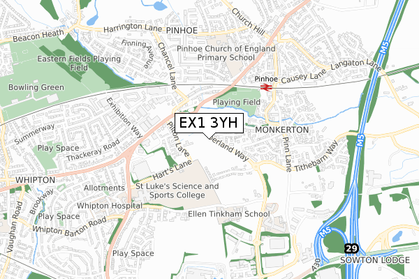 EX1 3YH map - small scale - OS Open Zoomstack (Ordnance Survey)