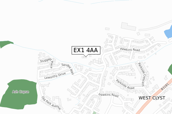 EX1 4AA map - large scale - OS Open Zoomstack (Ordnance Survey)