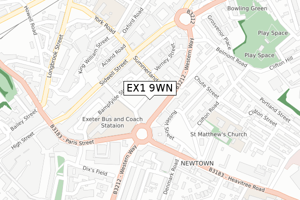 EX1 9WN map - large scale - OS Open Zoomstack (Ordnance Survey)