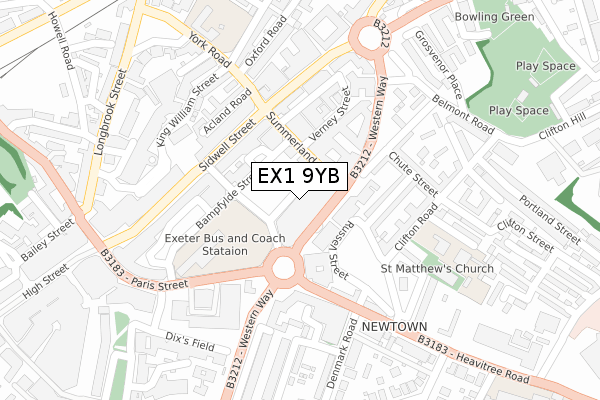 EX1 9YB map - large scale - OS Open Zoomstack (Ordnance Survey) EX1 9YB map - large scale - OS Open Zoomstack (Ordnance Survey)
