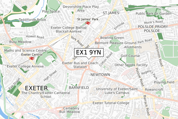 EX1 9YN map - small scale - OS Open Zoomstack (Ordnance Survey) EX1 9YN map - small scale - OS Open Zoomstack (Ordnance Survey)