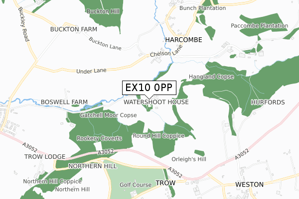 EX10 0PP map - small scale - OS Open Zoomstack (Ordnance Survey)