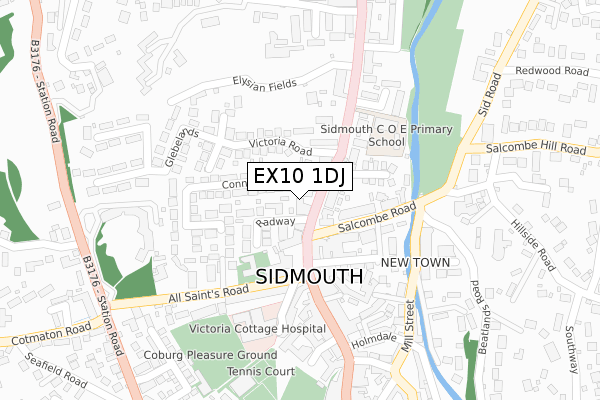 EX10 1DJ map - large scale - OS Open Zoomstack (Ordnance Survey)