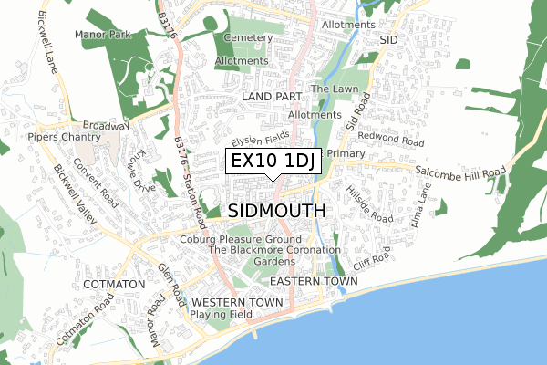 EX10 1DJ map - small scale - OS Open Zoomstack (Ordnance Survey)