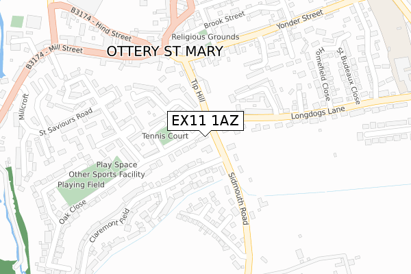 EX11 1AZ map - large scale - OS Open Zoomstack (Ordnance Survey)