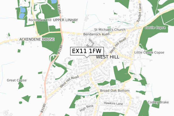 EX11 1FW map - small scale - OS Open Zoomstack (Ordnance Survey)