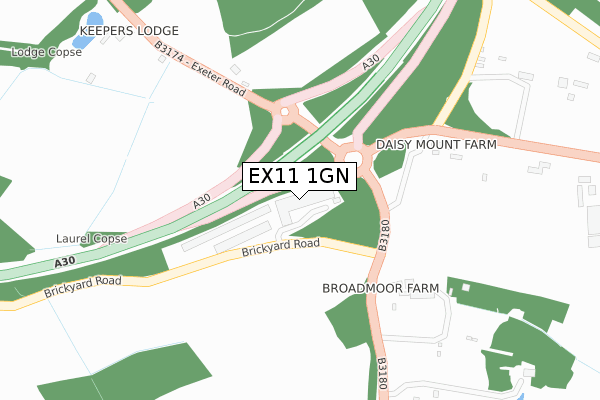 EX11 1GN map - large scale - OS Open Zoomstack (Ordnance Survey)
