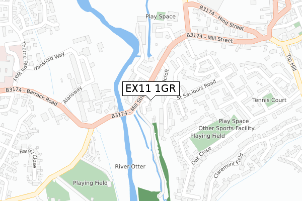 EX11 1GR map - large scale - OS Open Zoomstack (Ordnance Survey) EX11 1GR map - large scale - OS Open Zoomstack (Ordnance Survey)