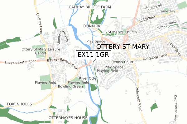 EX11 1GR map - small scale - OS Open Zoomstack (Ordnance Survey) EX11 1GR map - small scale - OS Open Zoomstack (Ordnance Survey)