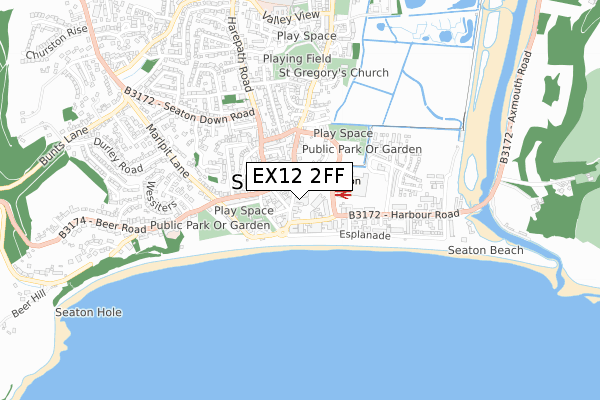 EX12 2FF map - small scale - OS Open Zoomstack (Ordnance Survey)