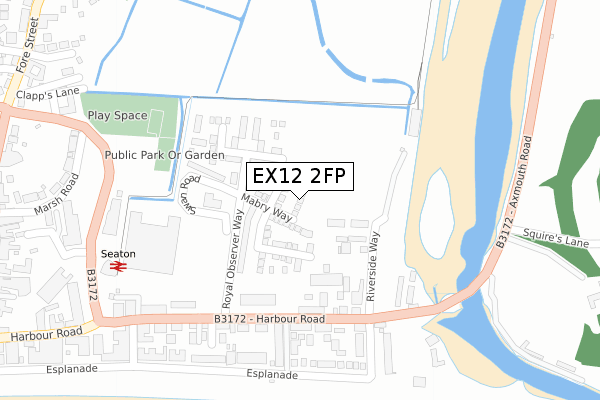 EX12 2FP map - large scale - OS Open Zoomstack (Ordnance Survey)